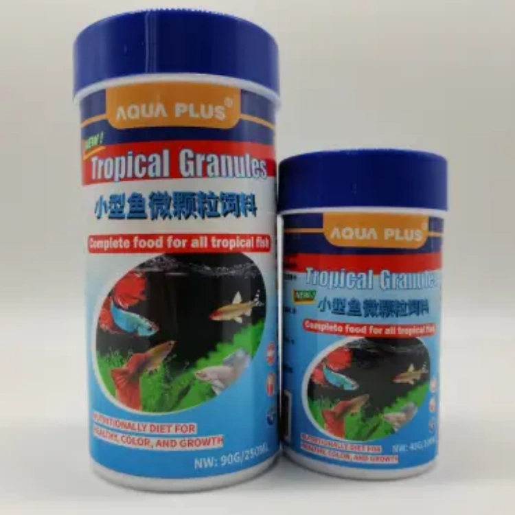 Gránulos de alimento para peces tropicales